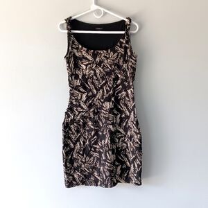 Ann Taylor Sleeveless Twisted Tank Scoop-neck Mini Dress Black Beige Size 2